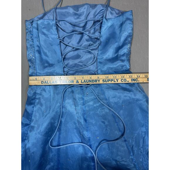 VTG Y2K Jump Apparel Dress Blue Ombre Fairy Princess Hoco Prom Sparkle Floral S - Picture 13 of 13